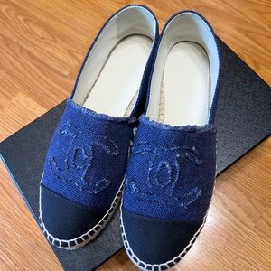 Chanel espadrilles blue denim and black canvas size 37